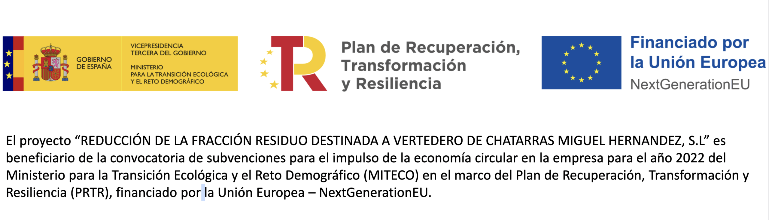Reducción de la fracción residuo destinada a vertedero de Chatarras Miguel Hernández S.L.